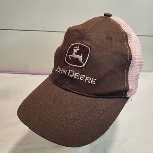 John Deere Pink Brown Hat Snapback Baseball Vintage Cap Dad Trucker